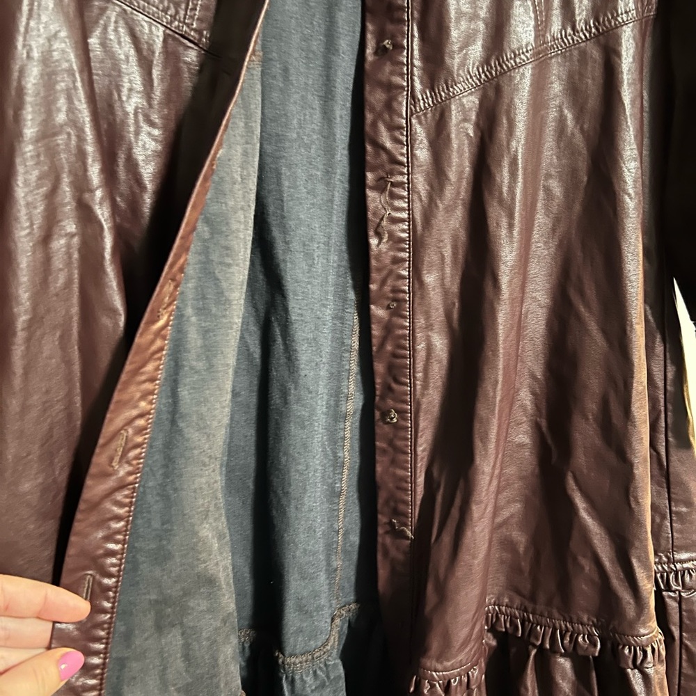 Nicholas Burgundy Faux Leather Button Down Larisa Dress Size 2 US $525 - Picture 3 of 7